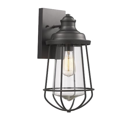 Feeltheglow Lucas Industrial-Style 1 Light Textured Black Outdoor & Indoor Wall Sconce - 16 in. FE2542686